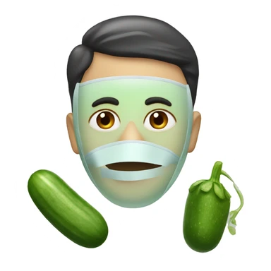 face with mask and cucumbers  sticker