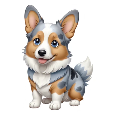 Blue Merle corgi splooting sticker