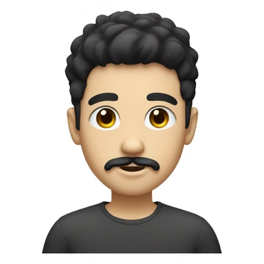 boy with goatee and neat mustache with short black hair and white skin sticker