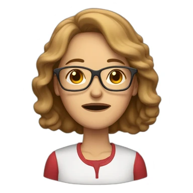 middle aged woman with light brown hair and red glasses crying sticker