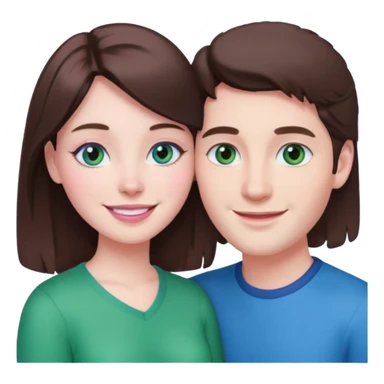 pink polaroid photo of a couple thats white with brunette hair blue and green eyes sticker