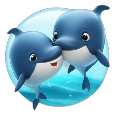 Dauphin kiss baleine sticker