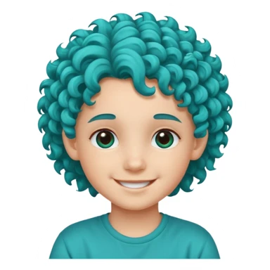 curly turqoise haired kid sticker