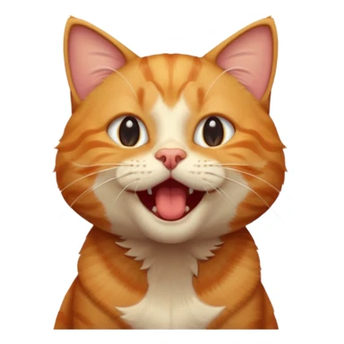 A high-resolution photo-realistic digital illustration of a ginger tabby cat head tilted yawning, chest upward sticker