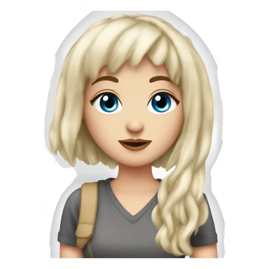 Beautiful Brunette blue eyed white girl with bangs with a cbd blunt in her hand  sticker