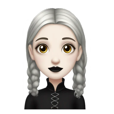 Goth girl, dressed in black, pale skin, trad goth makeup sticker