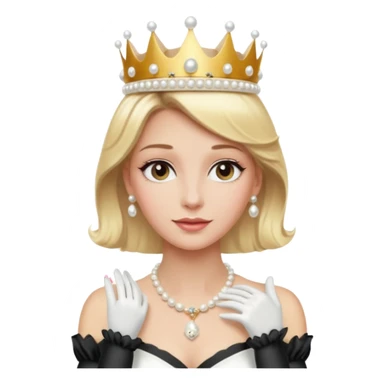 Blonde Elegant blonde princess with white gloves and pearl necklace, wearing crown.
 sticker