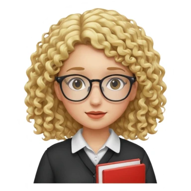 girl student , curly blone hair, half body to belt sticker