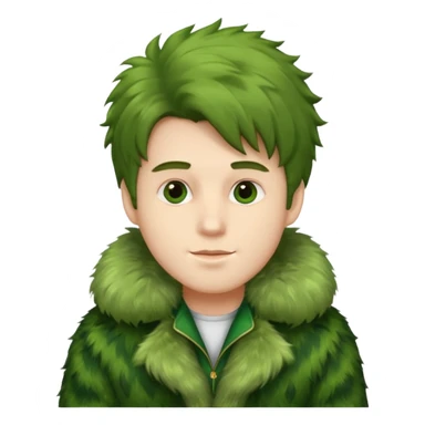 male in green fur coat  sticker