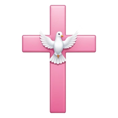 Pink and white simple cross with a dove outline sticker