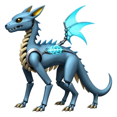 futuristic Skeleton-Cyborg-Manectric-Electrike-Salandit-Cubone-Umbreon-Marowak-Draco-Fakémon-hybrid-creature (full body), 4 legs sticker