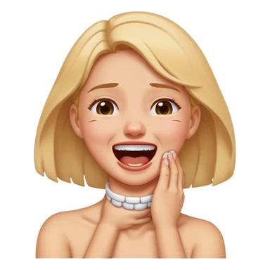 Girl choking neck laughing crying  sticker
