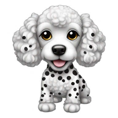 Mini poodle with black and white spots sticker
