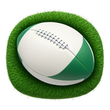 Cinematic Realistic image of a rugby ball resting on verdant turf, rendered with intricate stitching details and subtle weathering, bathed in warm, natural lighting that emphasizes its enduring character sticker