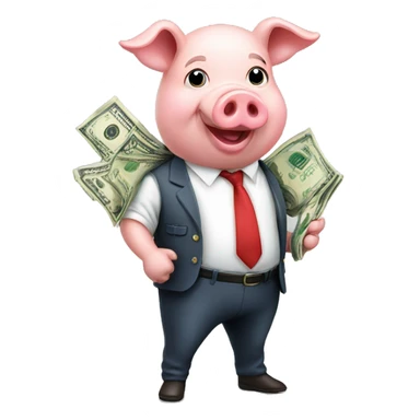 pig with money in pockets sticker