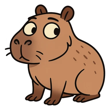 adorable capybara glancing sideways, minimal style sticker