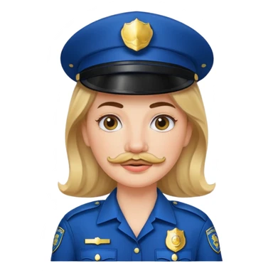 white woman with mustache wear police's uniform sticker