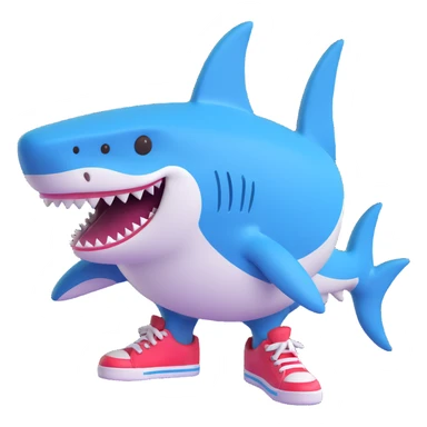 shark with colorful shoes sticker