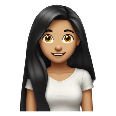 Girl with long black hair and heart eyes very happy, showing only her head sticker