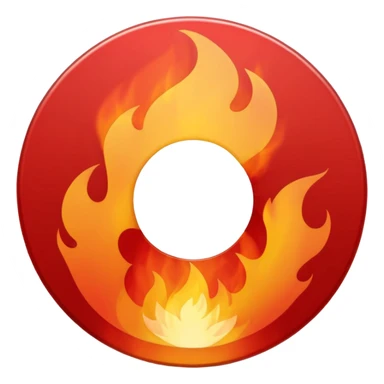 A minimalist CD disc with a subtle fire design, red flames sticker