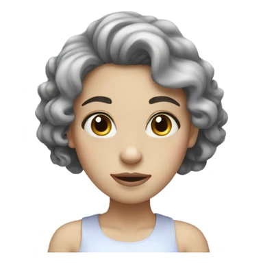 pale girl with black curly hair sticker