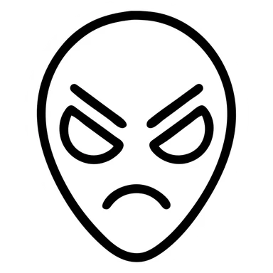 cartoon style outline of an alien head showing anger sticker