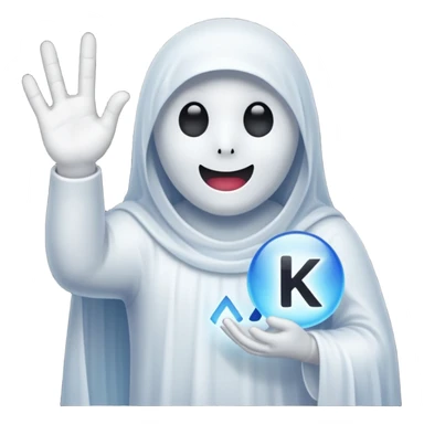 White ghost holding k sign sticker