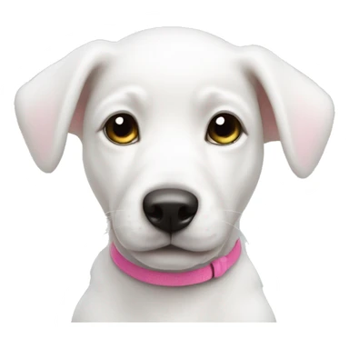 White puppy with pink nose sticker