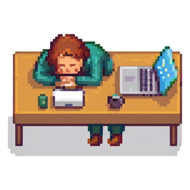 developer asleep at his laptop sticker