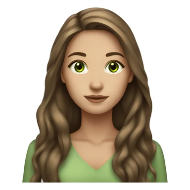 beautiful woman long brown hair green eyes beige skin sticker