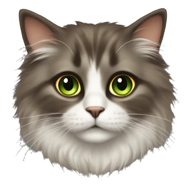 Fluffy cat with darker brown fur with a bit of orange and green eyes  sticker