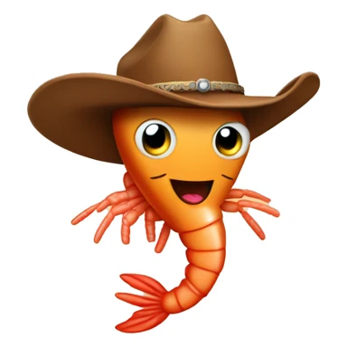 Shrimp with cowboy hat sticker