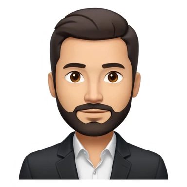 Good-looking broad-shouldered TV host in his mid-40s with light brown skin, short black hair with defined fade, light scruff beard, square face with pronounced jawline, friendly expression, open black jacket, white shirt with open collar and no tie sticker