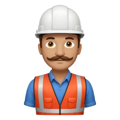 Arquitecto con casco blanco pero con chaleco de color rojo, la persona que tenga bigotes sticker