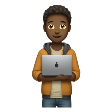 boy with a laptop sticker