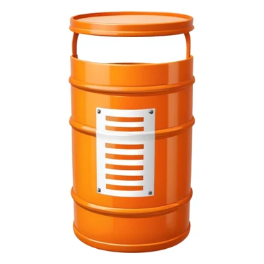 orange road construction barrel with shiny plastic appearance sticker