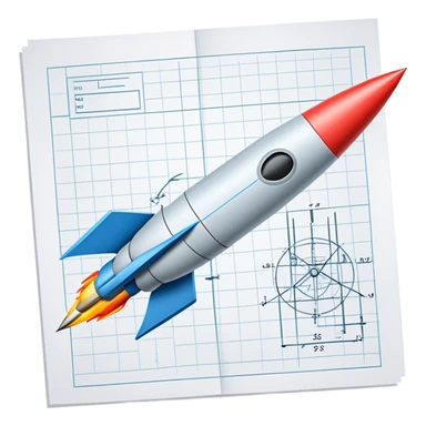 engineering drawing of the missile on the paper sticker