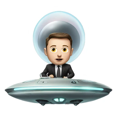 Elon musk riding in a ufo fighting drones sticker