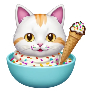 cat icecream in a bowl sticker