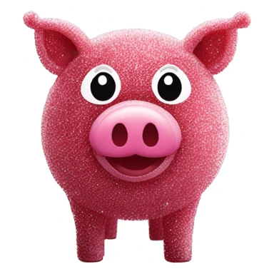Sparkling Pig made of maroon sparkling sour candy laces andc sweets walking covered in sugar  sticker