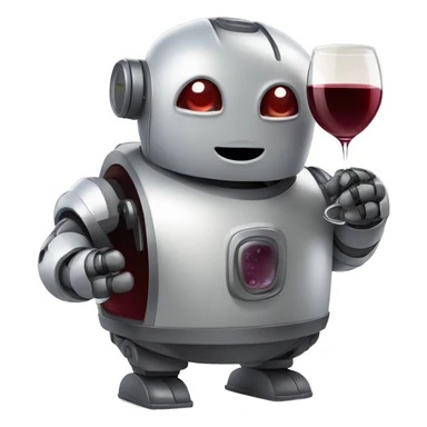 cute chubby robot drinking red wine sticker
