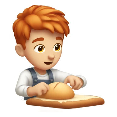 Red hair boy baking bread sticker