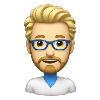 Blond man blue eye glasses beard eat hazelnut sticker
