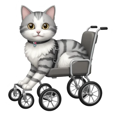 grey and white cat in a pet wheelchair sticker