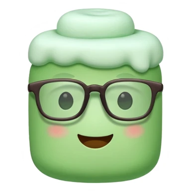 green marshmallow with glassess, just marshmallow sticker