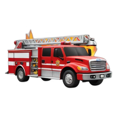 firetruck on fire with flames and smoke sticker