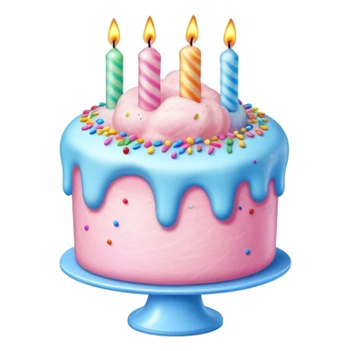 Realistic cotton candy birthday cake sticker