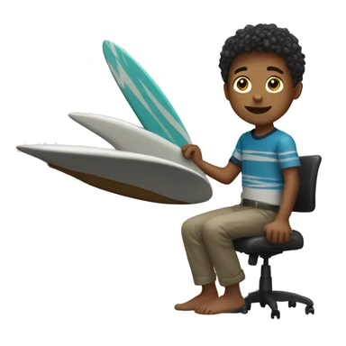 boy with surf desk sticker