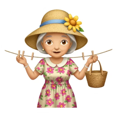 Old lady on a clothes line sticker