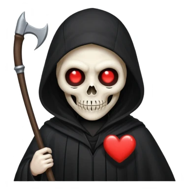 cute grim reaper with heart eyes sticker